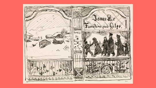 Erik Werenskiold, «Familien på Gilje», forarbeid til omslag (utsnitt), 1903.