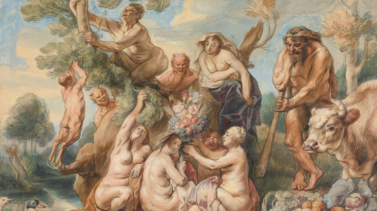 Jacob Jordaens, Achelous overvinnes av Hercules. Overflødighedshornets opprinnelse (utsnitt), 1649.