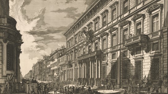 Giovanni Battista Piranesi. «Det franske akademi i Via del Corso, grunnlagt av Ludvig XIV, konge av Frankrike». Ca. 1752–1807