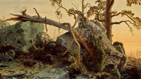 Detalj fra August Cappelen, «Utdøende urskog», 1852