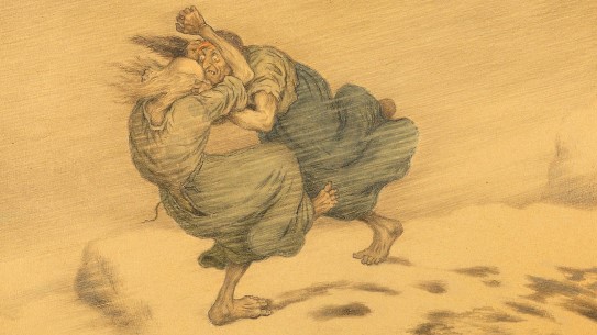 Theodor Kittelsen, «Trollkjerringer som slåss», detalj, 1903. Foto: Nasjonalmuseet/ Ivarsøy, Dag Andre To trollkjerringer som slåss