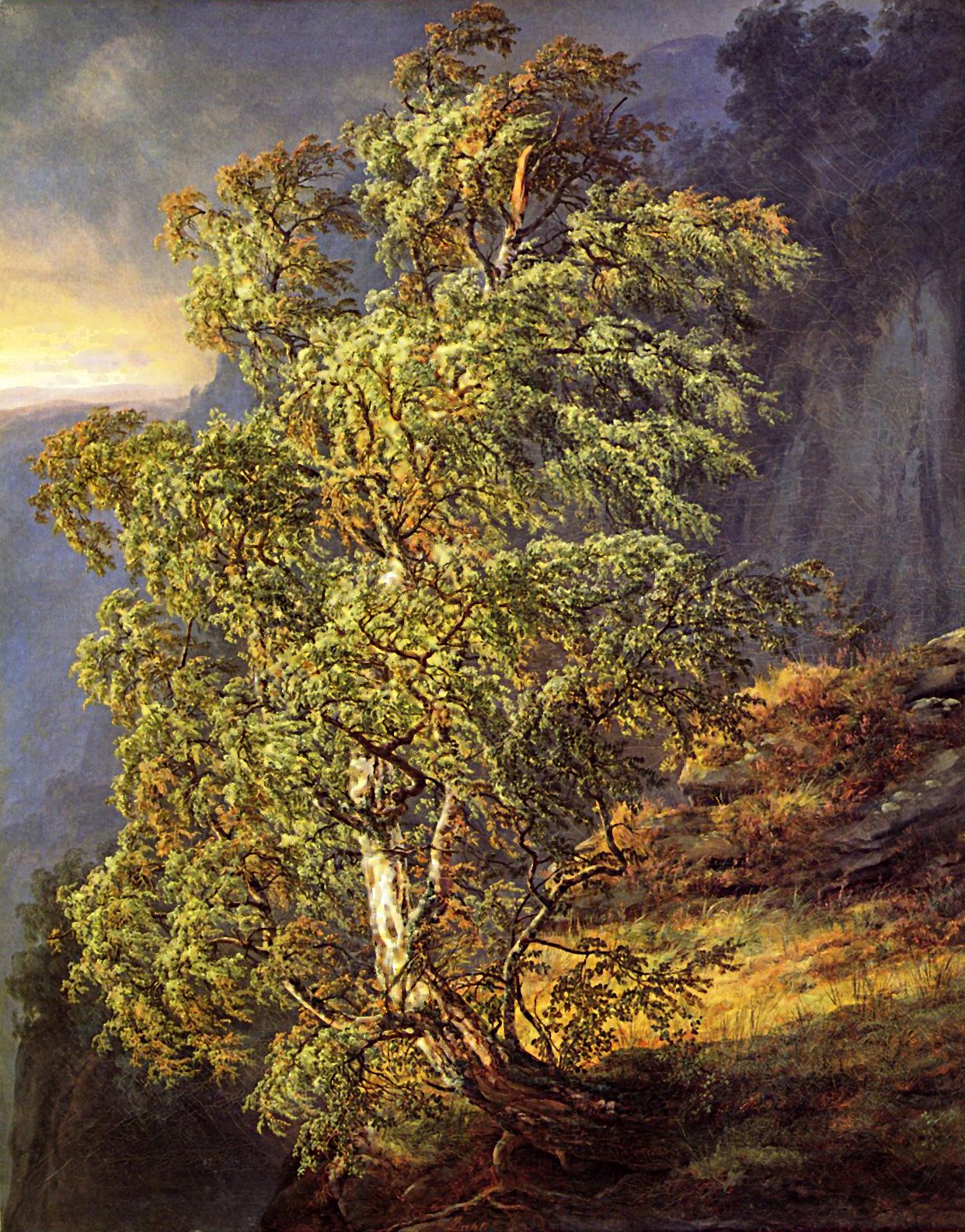 Johan Christian Dahl «Birk i storm», 1849.