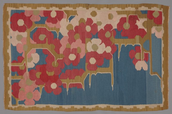 Frida Hansen, The Norwegian Tapestry Weaving Mill (manufacturer), "Kveder (Quince)" / "Tjørn (Thorns)", 1903 Pink and red flowers