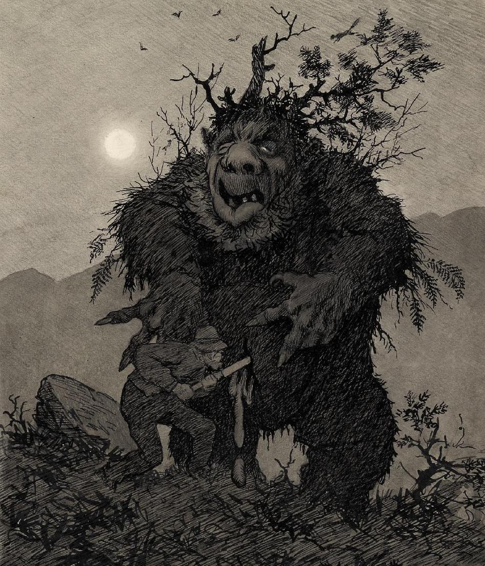 Theodor Kittelsen, “Now I’ll put a buttonhole in your breeches for Christmas”, before 1891. 