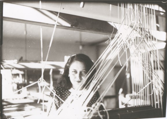 Otti Berger in the Weaving Workshop at Bauhaus Dessau, 1930-32. woman and a weav