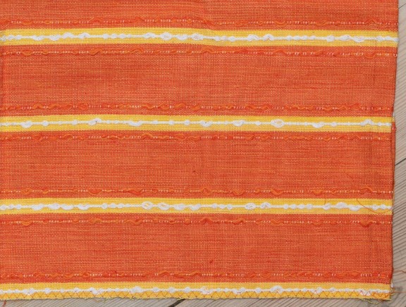 Åse Eriksen, duplicate weaving of curtain, 2004, Siljøstøl, KODE. curtain. orange with stripes