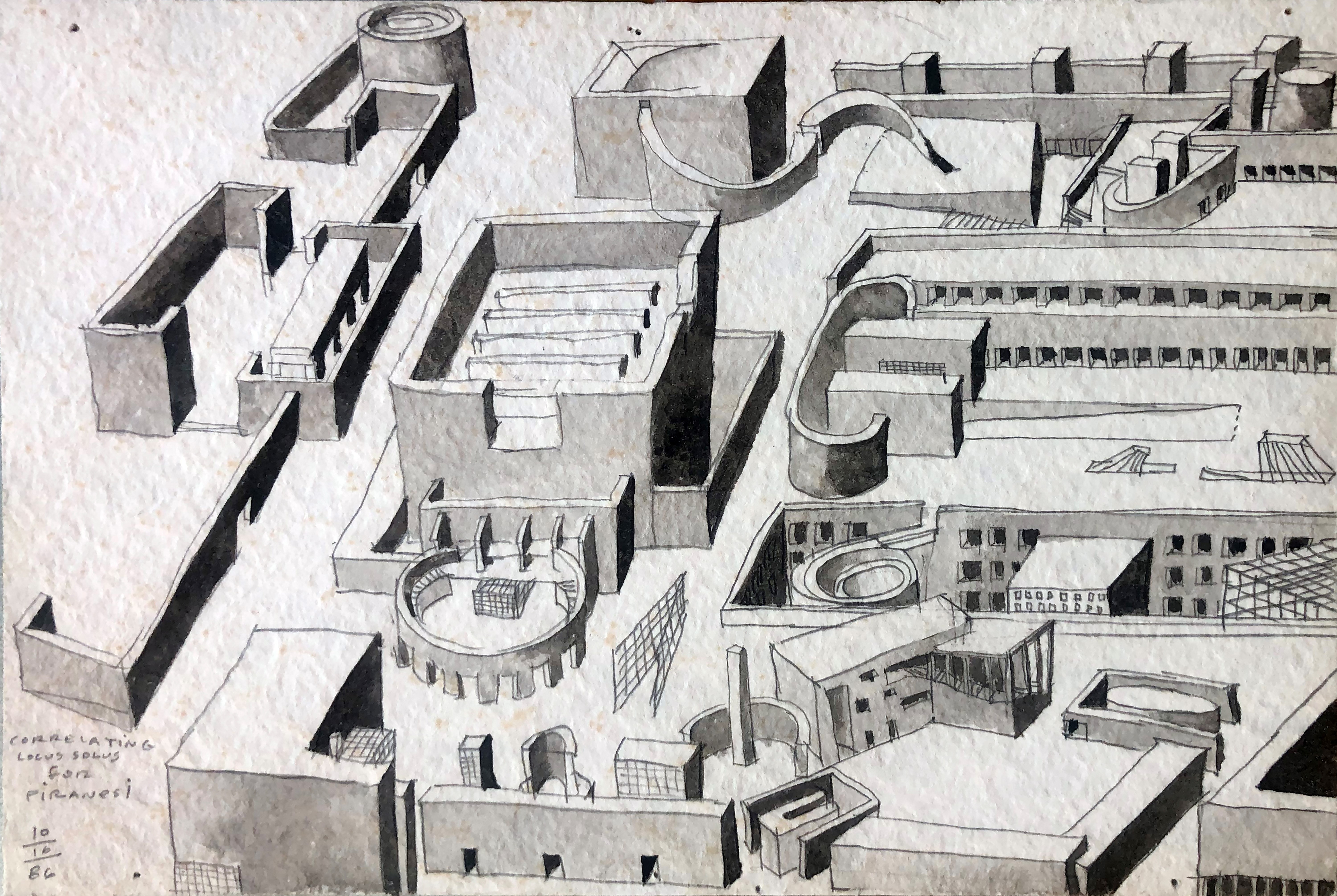 Steven Holl, utkast til Porta Vittoria, Milano, akvarell, 1986.