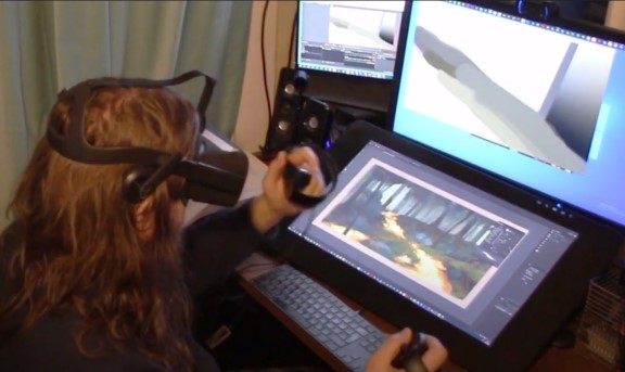 Artist jobber med spillet «Sunlight» i VR.