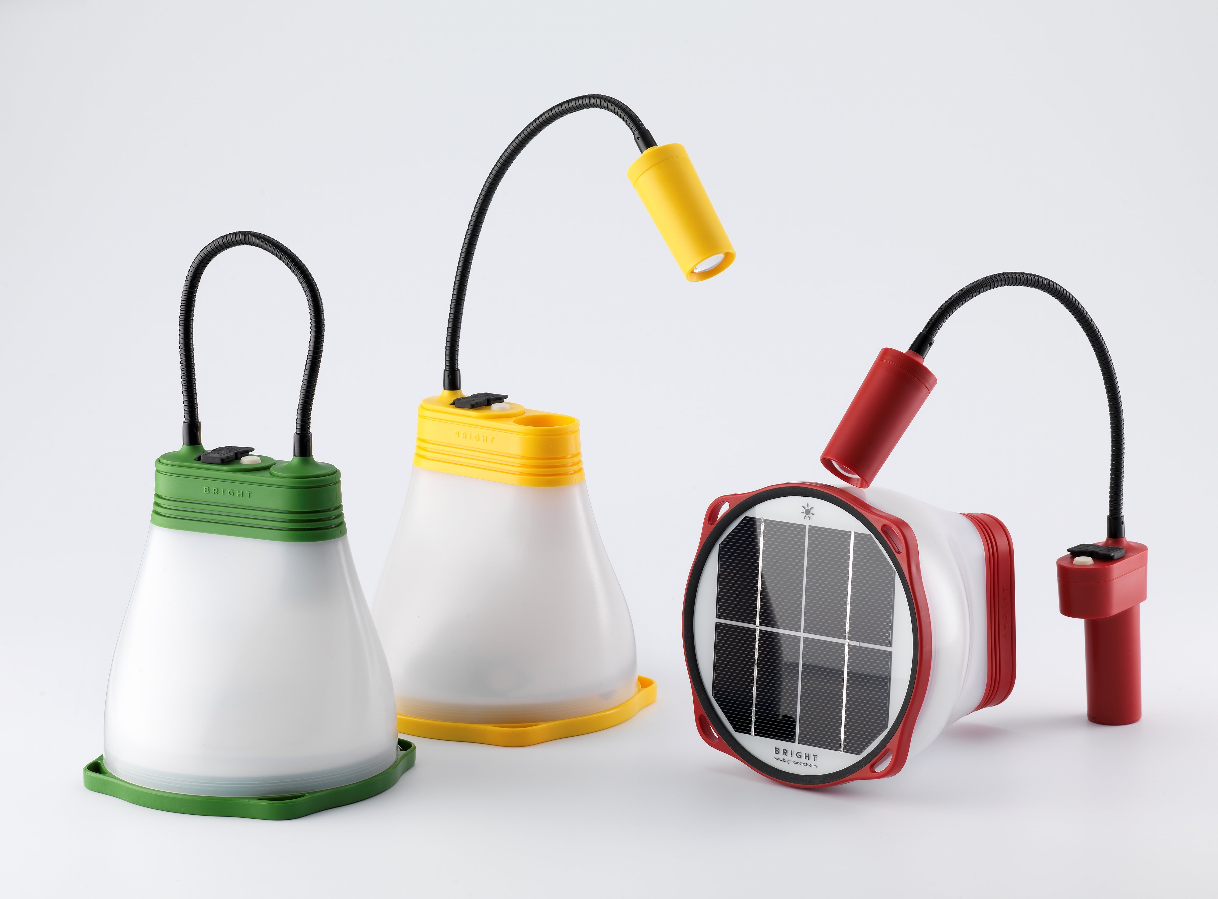 Tre lamper i forskjellige farger