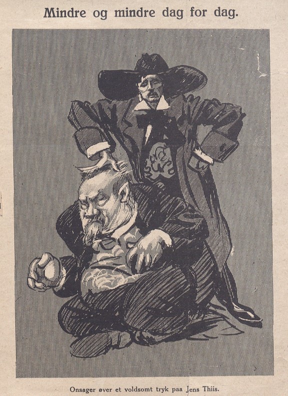 Jens R. Nilssen, Karikatur av Onsager og Thiis, i Vikingen nr. 6, 1925.