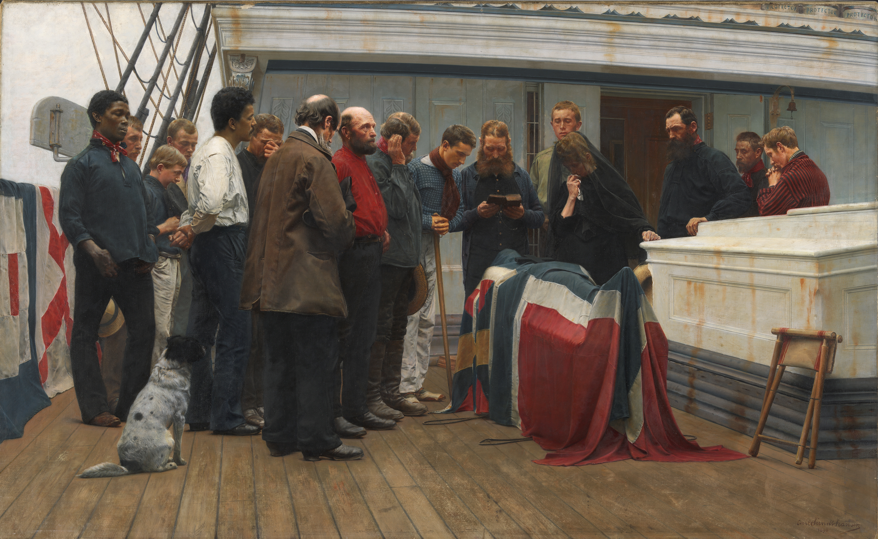 Carl Sundt-Hansen, «En begravelse om bord», 1890