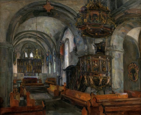 Harriet Backer, "Interior from St. Mary’s Church (“German Church”)", 1913