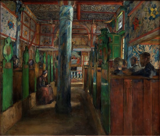 Harriet Backer, "Interior from Uvdal Stave Church", 1909