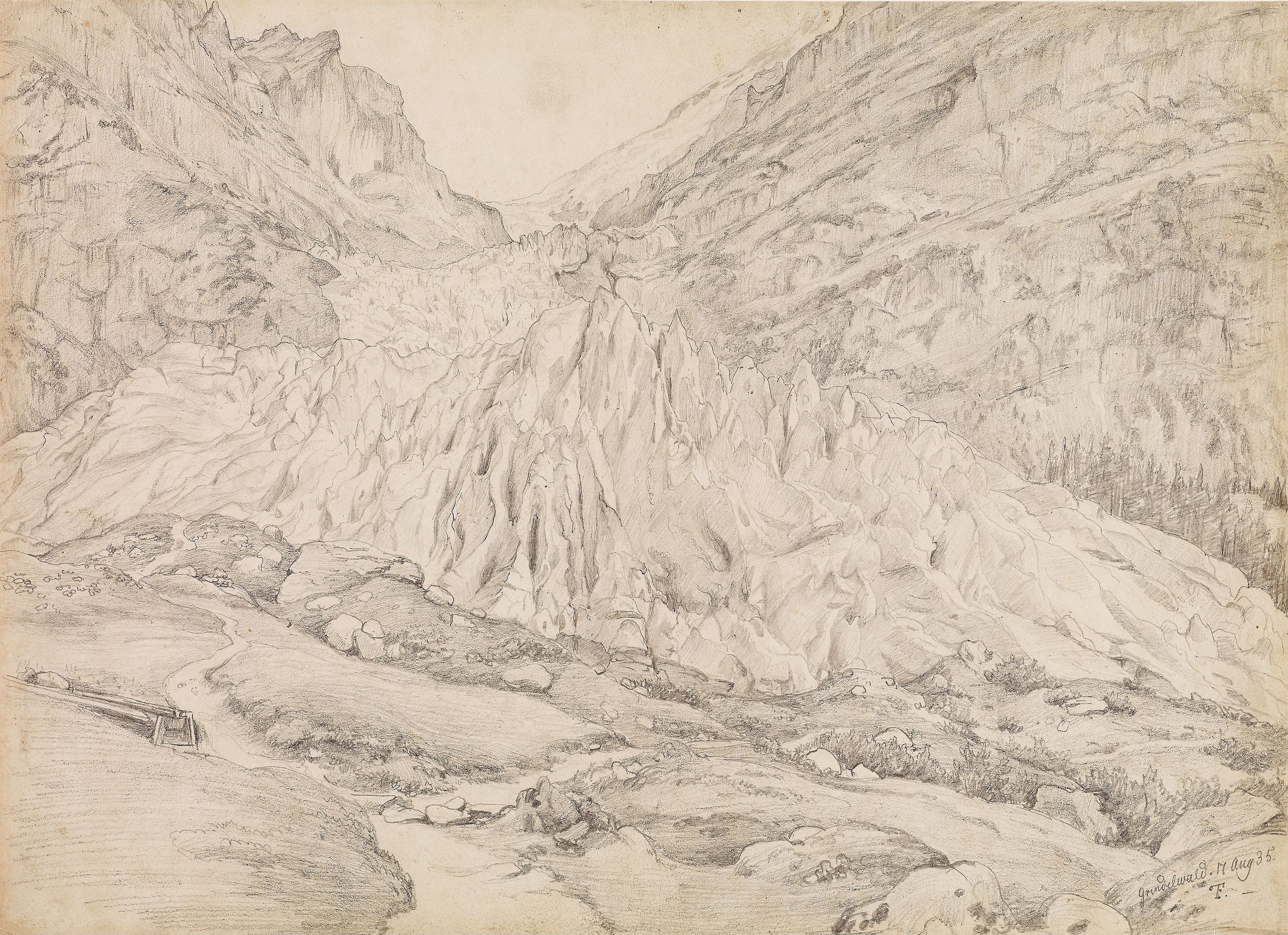 Tegning av massive fjellandskap