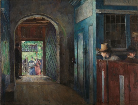 Harriet Backer, Christening in Tanum Church, 1892 inside of a church