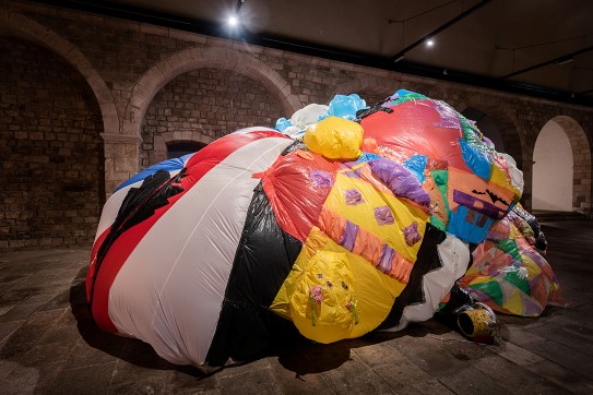 MYCKET, “Dream Castles,” La Capella, Barcelona, 2018. colourfull tent