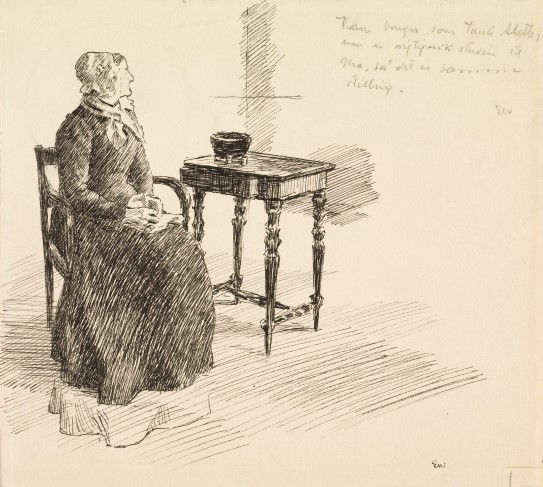 Erik Werenskiold, "Ma", preliminary sketch for illustration for Jonas Lie, “The Family at Gilje”, 1903