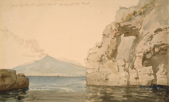 J.C Dahl, «Vesuv sett fra Napoligolfen», 1820.