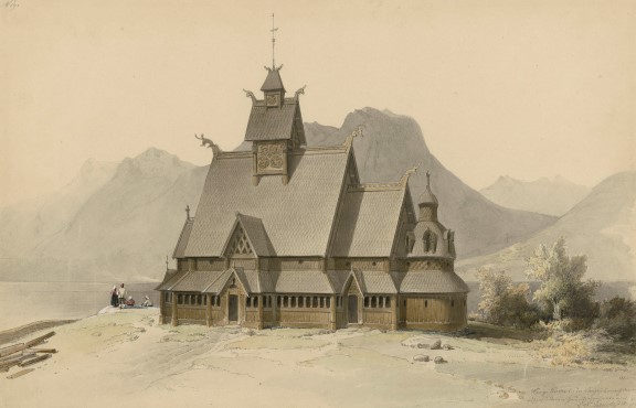 Franz Wilhelm Schiertz, "The old Church in Vang in the past", 1841. Staatliche Museen zum Berlin, Kunstbibliothek