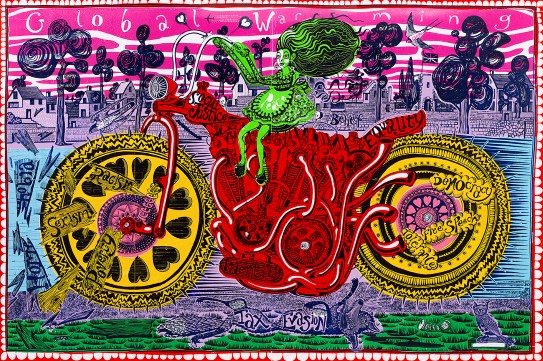 Grayson Perry, «Selfie with Political Causes», 2018. © Grayson Perry. Courtesy the artist, Paragon Press and Victoria Miro