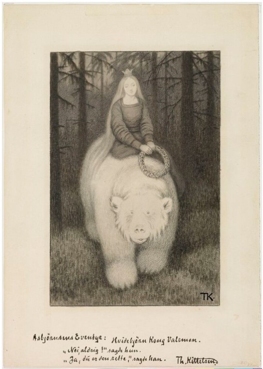 Theodor Kittelsen, ‘Har du sittet mjukere, har du sett klarere’, spurte han. ‘Nei, aldri!’ svarte hun, 1907