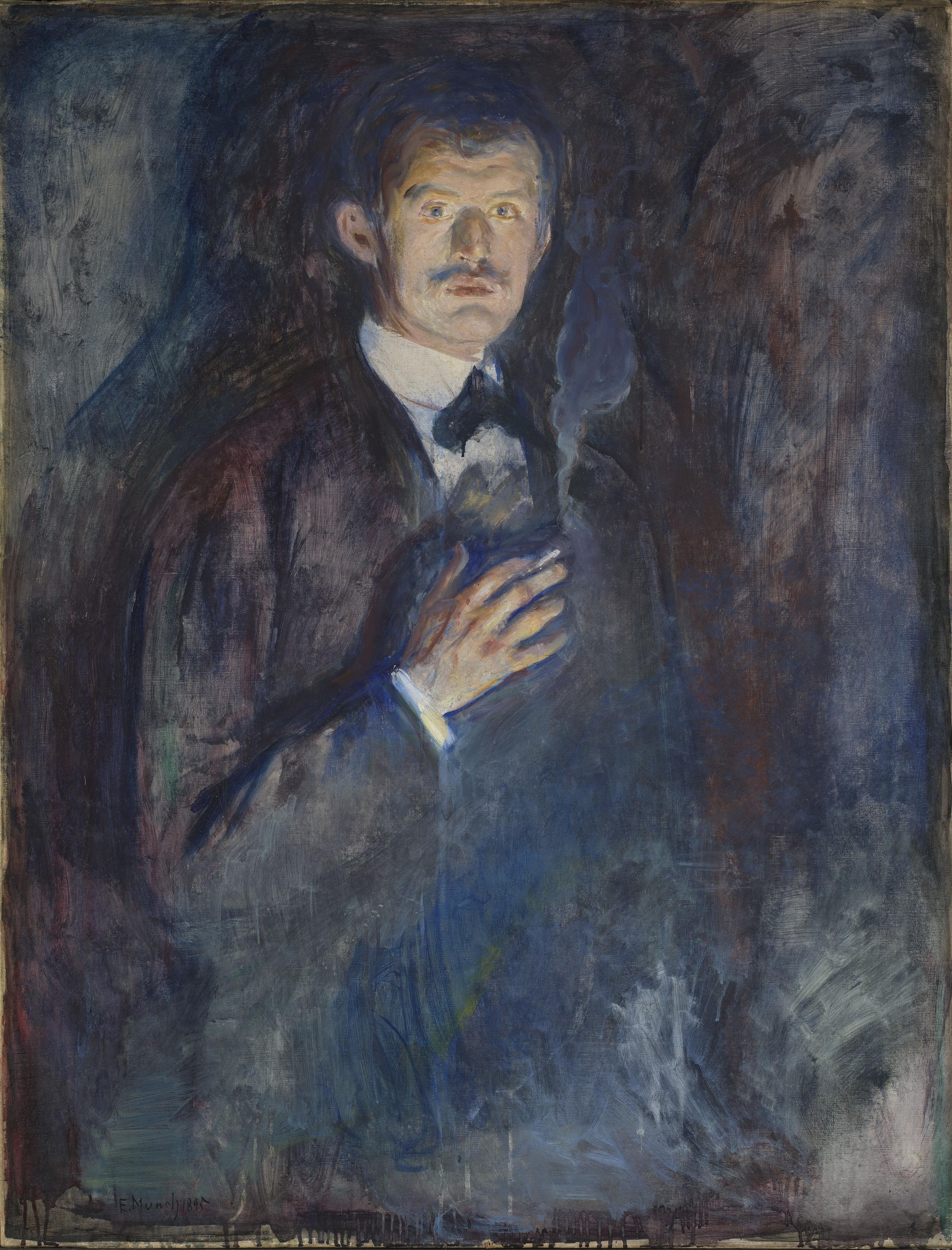Edvard Munch, "Self portrait with cigarette", 1895