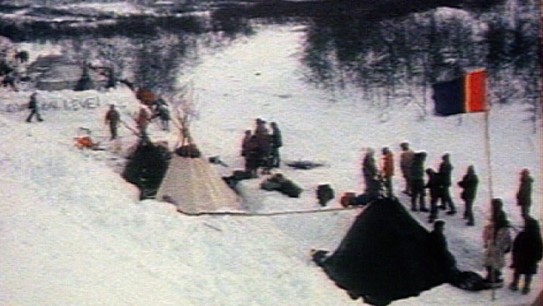 Stilla in the municipality of Alta, 1980–81 Winter landscape, tents and people